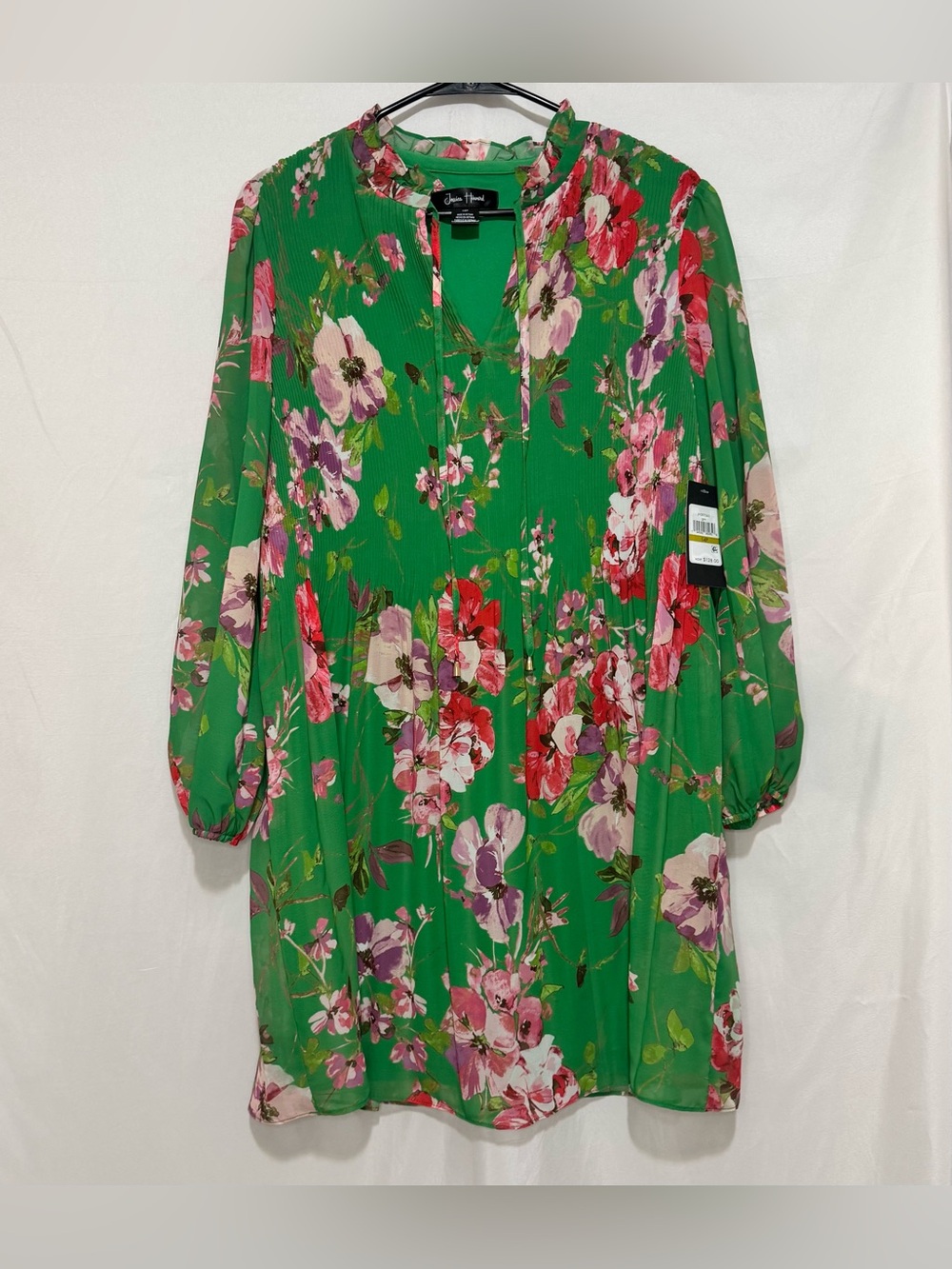 Jessica Howard Chiffon Pleated Floral-Print Dress